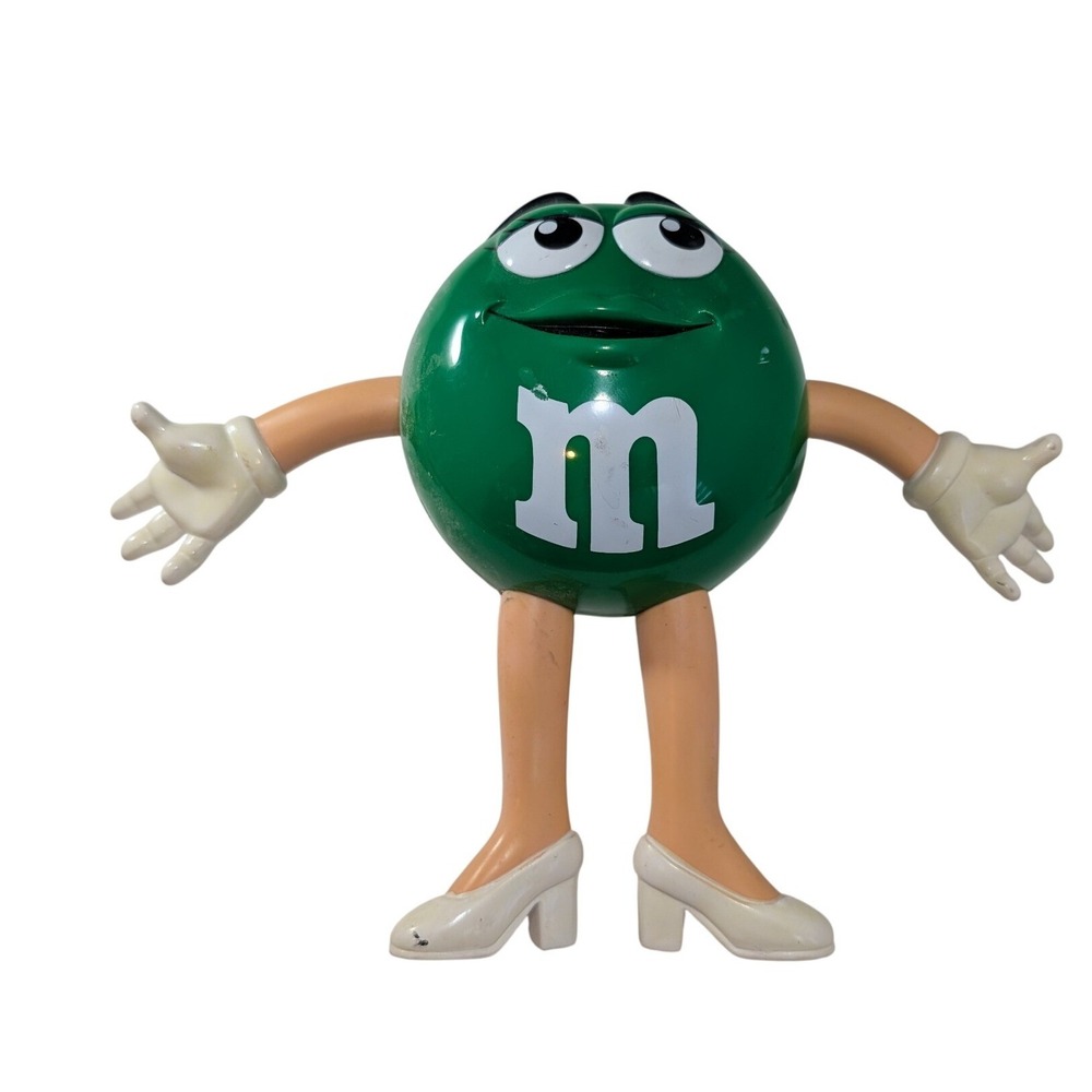 Vintage M&M's Green Character Candy Dispenser Figure White Boots Mars Inc